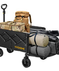 Collapsible Heavy Duty Utility Wagon With Tailgate And Cup Holders 130L Capacity 320 Lb Load All Terrain Wheels