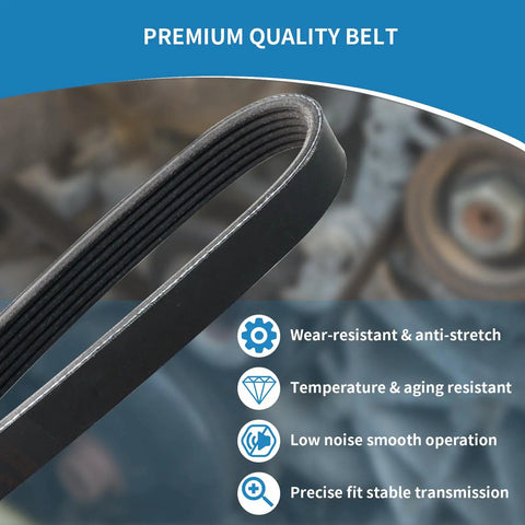Hot Rod Level Engine Belt Tensioner And Idler Pulley Kit 38274 Replacement black serpentine belt, wear-resistant and anti-stretch