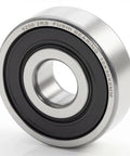 6200 2RS ball bearing, front view, with black rubber seal, 10x30x9 mm