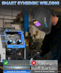3 In 1 MIG TIG Stick Welder 135A 110V Flux Core Gasless Portable Wire Feed Welder with Auto Darkening Helmet in use