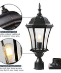 Close-up of Cast Aluminum Outdoor Post Light 24 Inch With 3 Inch Pier Mount Bronze Exterior Seeded Glass Six Sided Lanterns