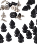 Badass Black Tree Spike Screw Back Studs Set For Leathercraft And Punk Apparel Diy Heavy Duty Jacket Embellishments 12Mm showing 50 black spikes and matching screws.