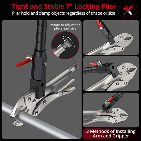 0 To 1 Inch Runout Gauge Set With Dial Indicator, 0.001 Inch Resolution, 13.77 Inch Flexible Arm, 7 Inch Locking Pliers