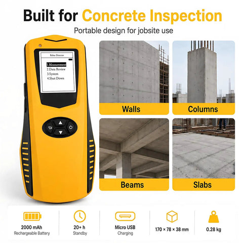 Workhorse Rebar Detector And Concrete Cover Meter Pinpoints Steel Fast And Measures Diameter Up To One Hundred Twenty Millimeters Dead On Precision With Butter Smooth Scanning Job Site Ready