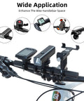Extended Bike Handlebar Extender For Mounting Speedometer GPS And Phone, Lightweight Carbon Fiber And Aluminum, 25.3 cm bar with devices