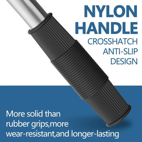 Nylon handle of Telescopic Golf Ball Retriever 9 to 12 Feet with stainless steel shaft, crosshatch anti-slip grip design visible.