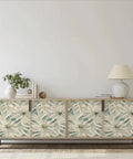 Smooth Vibes Peel And Stick Wallpaper Roll With Self Adhesive Contact Paper For Modern Home Decor Beige green floral cabinet decor