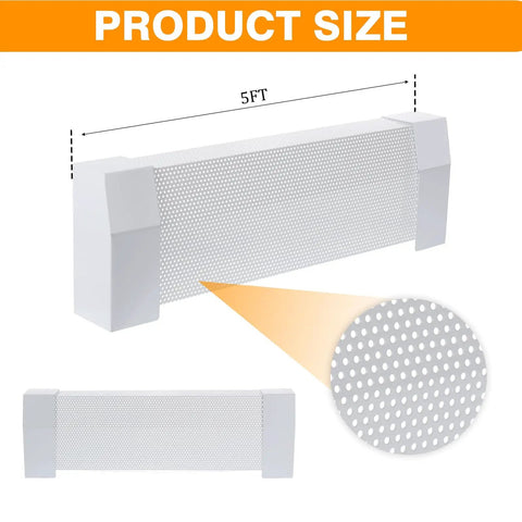 Effortless 5 Ft Baseboard Heater Cover Kit For Premium Series, Galvanized Steel, Easy Slip On Replacement, product size illustration.