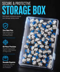 60 Piece Blue Keyboard Switches Clicky Tactile Clickers For 3D Printing Projects And Fidget Toys With Crisp Bangin Sound And Strong Feedback To Upgrade Your Setup in storage box