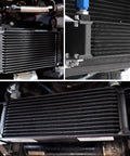 16 Row Oil Cooler Kit Universal Aluminum Black For Transmission And Engine Cooling 10AN Lines Installed Under Vehicle