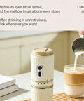 Score Fresh Sips Anywhere With This Ride Or Die Travel Coffee Maker Featuring A Compact Built In Grinder And Heat Proof Tumbler, beige portable brewer.
