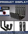 J Utility Hooks Heavy Duty Garage Wall Hangers For Tool Organization 25 Pound Capacity Easy Screw On Installation On Studs Walls Concrete Anti Rust Black Finish Tubular Metal Set Of 6