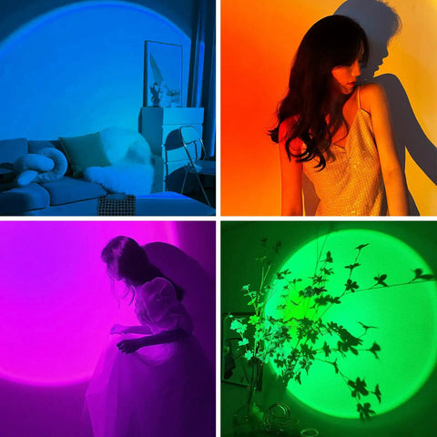 Sunset Lamp Projection With Remote And Phone App Control RGB Color Changing LED Night Light casting colorful ambient glow