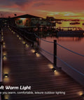 Solar Dock Lights With Switch Warm White 6 Pack Waterproof Outdoor LED Deck Lighting on sunset boardwalk