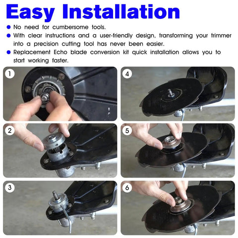 Weed Trimmer Blade Conversion Kit For Echo SRM Series Brush Blade Adapter installation process, step-by-step guide.