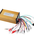 Heavy Duty Brushless Speed Controller For Electric Scooters with multiple wiring connections and a sturdy gold casing.
