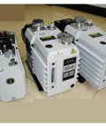 Straight Up Built Tough Two Stage Rotary Vane Vacuum Pump With Direct Coupled Motor And Gas Ballast Valve, showcasing compact design for lab use.