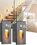 Indoor Stair Lights With Dope Motion Sensor 3W 3000K Aluminum Waterproof Vertical LED Step Lights For Stairways Driveways And Decks Black Finish Pack Of 2 Durable Weatherproof Exterior Use showing warm light on stairs