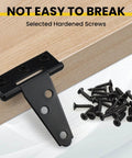 8 Pcs T Strap Gate Hinges Heavy Duty 2 Inch Black Iron Tee Shed Hinges with mounting screws shown in use on wooden surface