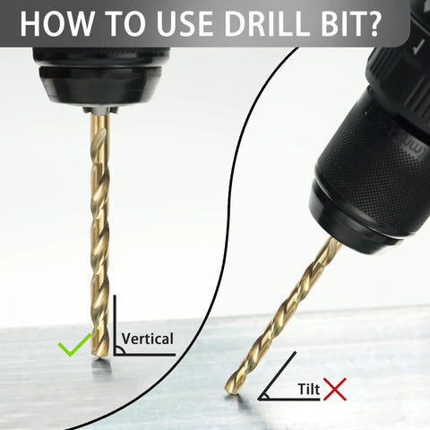 13 Piece Cobalt Drill Bit Set With M35 HSS 135 Degree Point Twist Jobber Length for vertical drilling demonstration