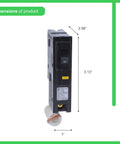 Homeline 20 Amp 1 Pole GFCI Mini Circuit Breaker For 120V AC Home Electrical Panels Plug In Mount with size dimensions.