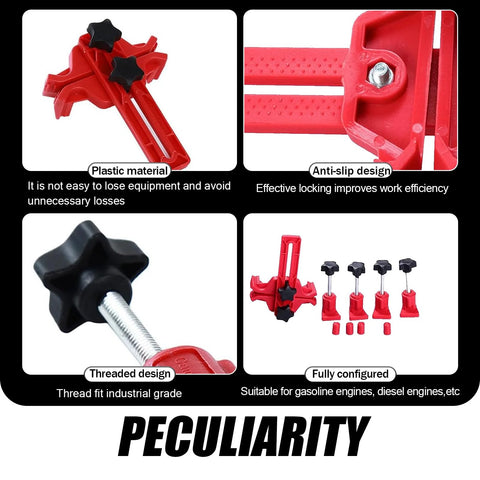 Red icykale 9-piece car dual cam clamp camshaft timing tool kit with anti-slip clamps