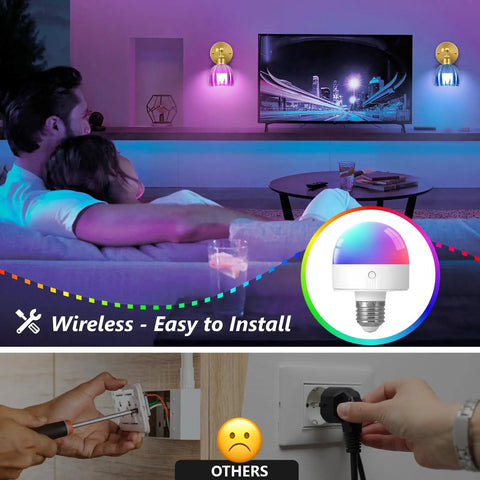Vintage Wireless Rechargeable Led Wall Sconce Set Of Two Featuring Remote Dimmable Switch And Sleek Gold Finished Green Tulip Glass Shade For Bedroom Living Room, couple relaxing with dimmable lights on wall.