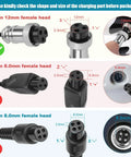 Image showing various charging port sizes and shapes for Beefy 28V 2A Fast Charger For Electric Scooters And Dirt Quads.