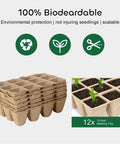 144 Cell Biodegradable Seed Starter Trays In A 12 Pack Includes 15 Plant Labels Organic Germination Kit For Indoor Gardening