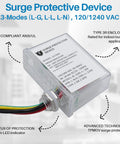 Heavy-Duty HVAC Surge Protector With TPMOV Tech and Three Modes L-G L-L L-N, Watertight Enclosure, 120/240 VAC, UL Listed