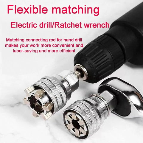 Adjustable Universal Socket Wrench Tool Set For 3 8 Inch Drive With 10mm To 19mm Range shown with drill and ratchet