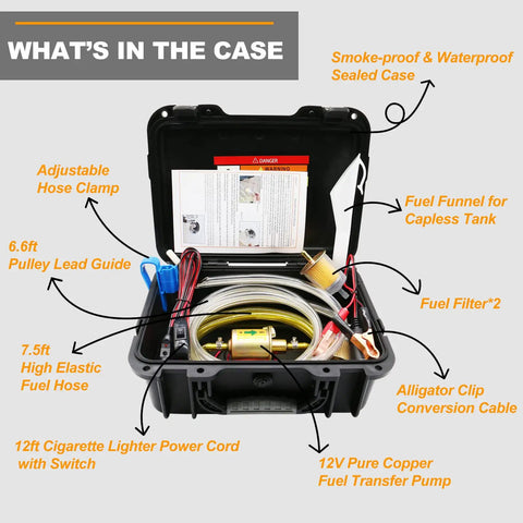 12V Gas And Diesel Fuel Transfer Pump Delivers Up To 30 Gallons Per Hour With A 6-Foot Lift Includes 11.5-Foot Cigarette-Lighter Power Cord