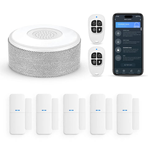 DIY WiFi Door Alarm System For Home Security 8 Piece Kit With Siren Door Window Sensors And Remote Alexa Compatible With Phone App Alerts Wireless Smart Home Protection