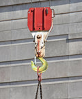 Six Pack Three Eighth Inch Clevis Slip Hooks With Safety Latch, G70 Forged Steel Chain Hooks on a crane, heavy duty