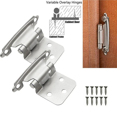 20 Pack Self Closing Cabinet Hinges With Hydraulic Buffer Soft Close Kit For Kitchen Cupboard Overlay Mount showing metal hinges and screws.