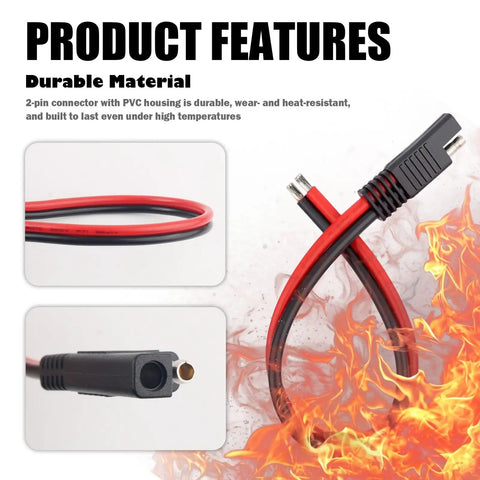12AWG SAE Connector Kit 2 Pack Tough As Nails Built To Last Heavy Duty Bullet Lead 2 Wire Quick Disconnect Extension Cable