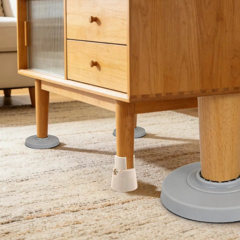 Adjustable Furniture Legs 2 Piece Set For Tables And Chairs, Non Slip Plastic Risers With Tool Free Installation, White Finish