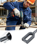 Man using Heavy Duty Wire Twisting Tool With Standard Hex Shank to bind wire on a construction site.