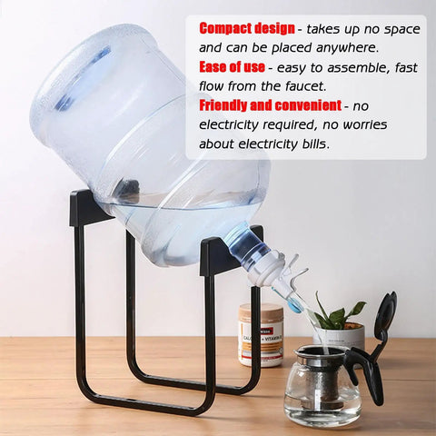 Water Dispenser Stand For 3 To 5 Gallon Bottles Heavy Duty Iron Rack With Non Leak Fast Flow Spout Valve in kitchen setup
