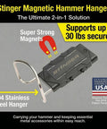 Heavy Duty Magnetic Tool Belt Holster With Hammer Loop Belt Clip with super strong magnets, supports up to 30 lbs, USA made.