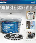 Heavy Duty Drywall To Wood Screws, Size 6 By 1-5/8 Inch Collated Fasteners, 1000 Count in clear storage bucket.