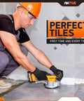 Worker using Cordless Tile Vibration Tool Kit With Dual 20V Batteries for Pro Grade, Precise Tile Leveling and Installation