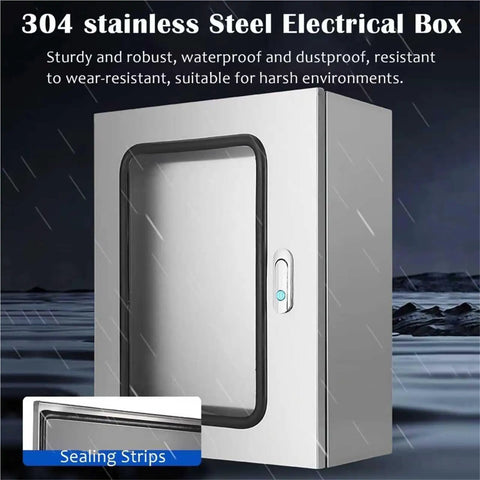 Weatherproof 36x24x6in Electrical Junction Box With Clear Viewing Window Built To Last Heavy Duty 2mm Thick Wall Mount Enclosure For Indoor Outdoor Use Rugged Metal Electrical Chest For Home And Industrial Panels, 304 stainless steel