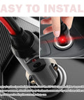 3Ft Cigarette Lighter Extension Cable With Glowing Led Indicator And Rock Solid 15Amp Rating For Your Daily Driver Featuring 16Awg Wire Gauge being plugged into a car's cigarette lighter socket.