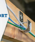 Two Inch Cable Support J Hook For Data Cabling, Holds Up To 80 Cat 5E Wires, Zinc Plated Steel mounted on wall with cables