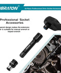 18 Piece Socket Extension And Ratchet Set With Impact Adapters And Swivel Sockets in automotive engine use