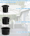 Heavy Duty Umbrella Pole Replacement Mount For Metal Deck Outdoor Holder With Universal Tube Bracket And Adjustable Pipe Sleeves