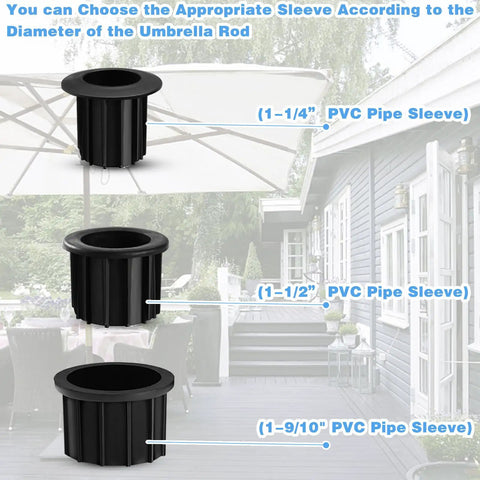 Heavy Duty Umbrella Pole Replacement Mount For Metal Deck Outdoor Holder With Universal Tube Bracket And Adjustable Pipe Sleeves