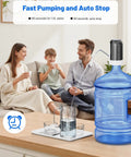 Family using Portable USB Powered Water Pump For 3 To 5 Gallon Jugs, Electric Drinking Water Dispenser For Home Kitchen Office And Camping