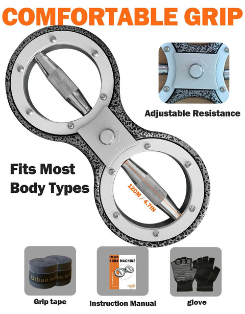 Fitarc dual-ring hand/forearm rotator trainer with knurled grip and adjustable resistance, 12 lb capacity.